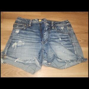 American Eagle Outfitters Light Blue Distressed Jean Shorts